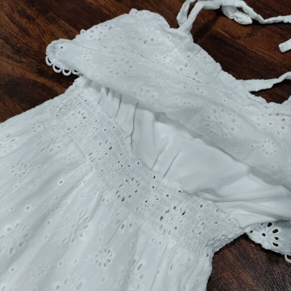 Simplee White Eyelet Lace Whimsy Cottagecore Prairie Halter Twee Dress S NWOT - Picture 5 of 10